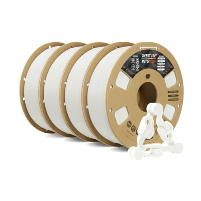 Image de OVERTURE PETG Filament 1.75mm, Bobine de 4kg(8,8lbs), Précision dimensionnelle +/ 0,02 mm (Blanc 1kg*4)