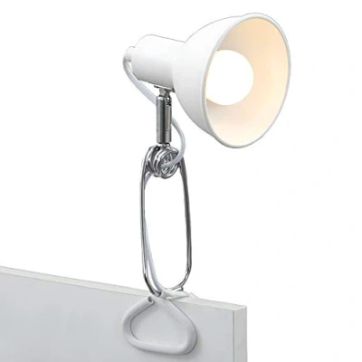 Image de BRILONER lampe à pince, desing et fonctionelle, 1x E14, max. 8 Watt, incl. interrupteur câble, tête de projecteur rotative pivotante, métal, blanc chrome, 305x110x130mm