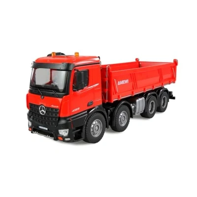 Image de Amewi Mercedes Benz Arocs Camion Benne télécommandée 8 x 4/4 4WD 1:18 RTR Rouge, modèle de télécommandé