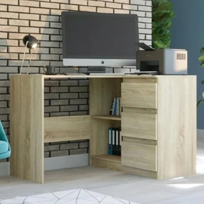 Image de Home Collective Bureau d&#039;angle avec espace de rangement, table d&#039;angle, en forme L, 112 x 87 76 cm (l p h) Sonoma