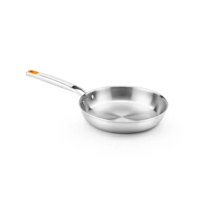 Image de BRA Efficient Poêle inox Triply 26 cm, 18/10, sans antiadhésif avec fond diffuseur triple forgé, PFOA, manche riveté