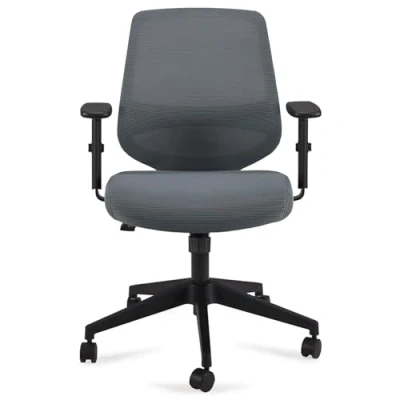 Image de Amazon Basics Chaise de bureau réglable à dossier mi hauteur en maille rembourrée, avec accoudoirs et soutien lombaire, 63,5 x 58 91 cm, Gris (Anciennement marque Movian)