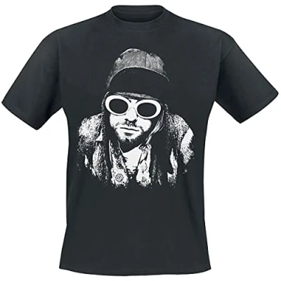 Image de Kurt Cobain One Colour Homme T Shirt Manches Courtes Noir L 100% Coton Regular/Coupe Standard