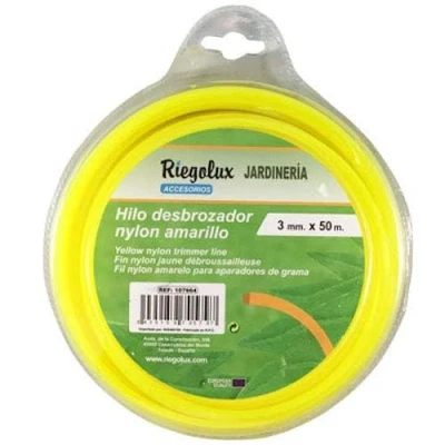 Image de RIEGOLUX 107664 Fil débroussailleuse en Nylon carré, Jaune, 3 mm x 50 m