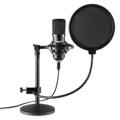 Image de VONYX CMTS300 Microphone Streaming avec Socle Noir, Micro Professionnel Filtre Anti Pop, Idéal pour Gaming, ou Réaliser du Contenu Youtube et Tiktok