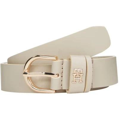 Image de Tommy Hilfiger Ceinture Femme Essential Effortless 2,5 cm Cuir, Beige (Sugarcane), 120