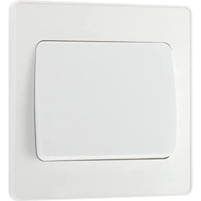 Image de BG Electrical PCDCL12WW Interrupteur mural simple, large à bascule, 2 voies, plaque avant sans vis, bords ronds, évolutive, blanc nacré, 20 A, 16 AX,