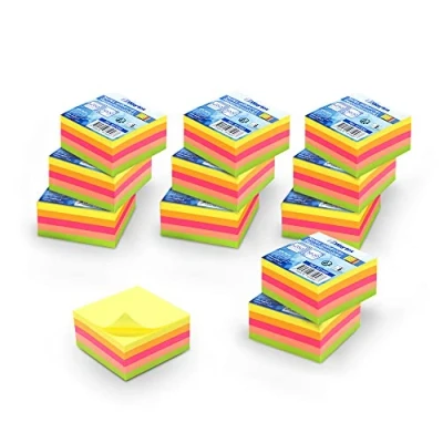 Image de WAYTEX 3000 Notes autocollantes repositionnables multi couleurs néon 12 mini blocs 250 feuilles 5 cm x