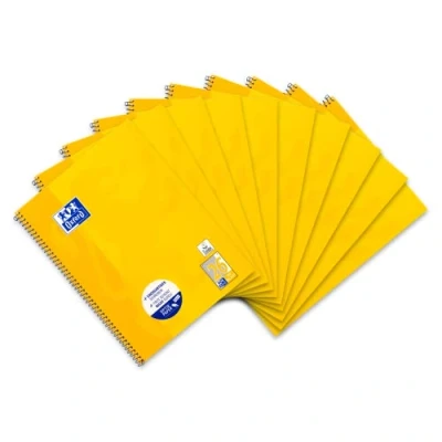 Image de Oxford 100050356 Lot de 10 cahiers à papier Optik Paper 90 g/m² quadrillé avec marge blanche 80 pages Jaune Format A4+