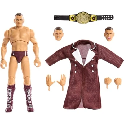 Image de Mattel WWE Ultimate Edition Figurine et accessoires, ensemble de collection Gunther 15,2 cm, têtes mains interchangeables, équipement d&#039;entrée 30 points d&#039;articulation