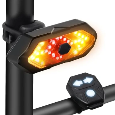 Image de feu arrière de vélo avec Clignotant, télécommandé sans Fil, Rechargeable par USB à 5 Modes et étanche, Clignotant Son