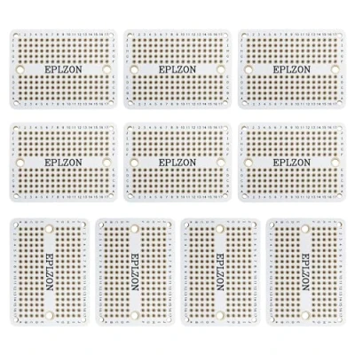 Image de EPLZON MINI PCB Board Carte de prototypage Breadboard soudable Protoboard Circuit Imprimé Double Faces pour les projets bricolage électronique compatibles avec(10 pièces,Blanc)