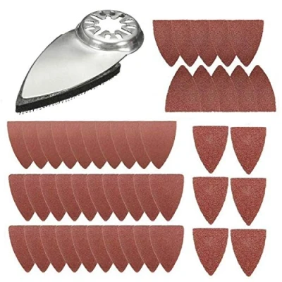 Image de Outil multifonction oscillant pour doigt, kit de disques ponçage avec 50 feuilles papier verre compatibles Fein Multimaster