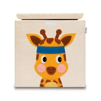Image de Lifeney 833113 Boîte de rangement girafe avec couvercle, Coffre à jouet, Coton, Lin, Coloré, 33 x cm
