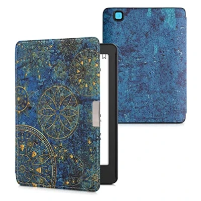 Image de kwmobile Étui Compatible avec Kobo Aura Edition 2 Coque à Rabat magnétique Tablette eReader Similicuir Jaune Bleu foncé