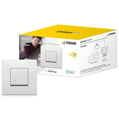 Image de VIMAR 0K19592.01 Arké Kit Interrupteur va et Vient connecté, Compatible avec Alexa, pour Les appareils hubs dans ZigBee, Fil Neutre requis, Blanc