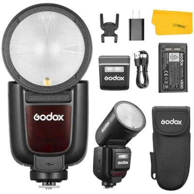 Image de Godox V1 Pro F V1Pro Flash pour Fuji, 2.4G TTL Fuji HSS 1/8000s, 2980mAh Rechargeable Batterie Li ION, sous Détachable, M/TTL Mode, Compatible Appareil Photo Fujifilm