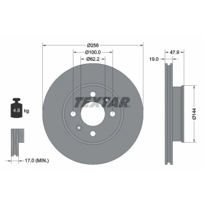 Image de TEXTAR 92144700 Disque de frein 256 19 04/06 100 ventilé l&#039;intérieur sans boulon fix roue, moyeu roue HYUNDAI: Getz