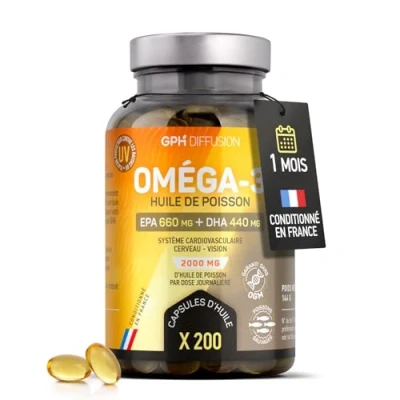 Image de Omega 3 Huile de Poissons Sauvages 33% EPA / 22% DHA 200 capsules GPH Diffusion