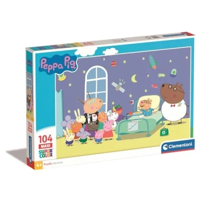 Image de Clementoni Peppa Pig 104 Maxi pièces Puzzle Enfant fabriqué en Italie, 4 Ans et Plus, 23735, Multicolore, 37 x 28.1 5.5