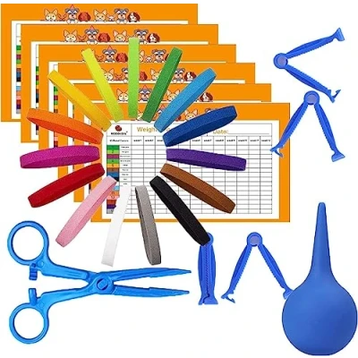 Image de Kit de mise bas pour chiot et chaton Kits chiots comprenant 15 colliers d&#039;identification, 6 tableaux tenue dossiers, plus encore
