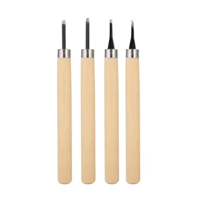 Image de 4pcs Couteau à découper Le Bois Sculpture Ciseaux Manuel aiguiseur Outils de Ensemble pour Travail du Gravure sur en Caoutchouc modèle Tampon projets(#2)