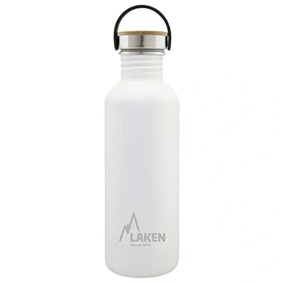 Image de Laken Bot. ac. inox Basic 1L,tapón acero/bambú Blanco