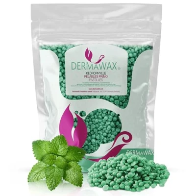 Image de Dermawax Chlorophylle Pelables cire Dure Chaud dépilatoire jetable sans bandes de pour l&#039;épilation, brésilienne le corps entier jambes visage bras bikini 1 kg