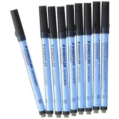 Image de Staedtler Lumocolor Correctable 305 Feutre Non Permanent Effaçable À Sec Pointe Moyenne 1 Mm Noir, lot de 10