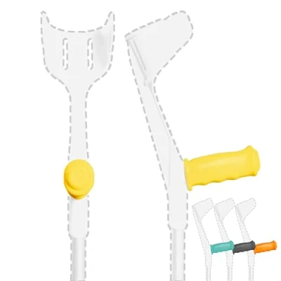 Image de MySleeve Housses pour Bequilles (2 Pièces) avec Coussinet en Gel, contre Chute de Béquilles, Coussinets et Rembourrages pas Béquilles Anatomiques 21x6,5x9 cm, jaune