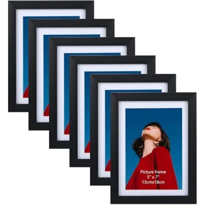 Image de EYMPEU Cadre Photo 15x20 CM sans Passe Partout ou 13x18 avec Noir, Placer Deux Tailles pour Accrocher au Mur La Table, Lot de 6 Cadres Photos