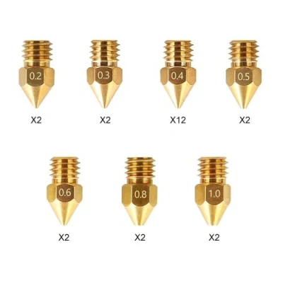 Image de Creality MK8 Imprimante Buse D&#039;extrudeuse D&#039;imprimante 3D Lot De 24 Laiton pour La Série Ender 3 et CR 10 0.2mm, 0.3mm, 0.4mm, 0.5mm, 0.6mm, 0.8mm, 1.0mm Kit Buses