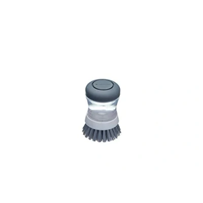 Image de brosse circulaire MasterClass de petite taille avec distributeur savon intégré et poils anti rayures, à en plastique, 6 x 9 cm, capacité 50 ml, 1 pièce