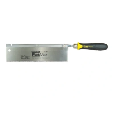 Image de Stanley 0 15 252 Scie À Dos Réversible 25 Cm Gamme FatMax Idéal Pour Travaux De Finition Denture Universelle 13 Dents/Pouces Lame Extra Large È Poignée Bi Matière