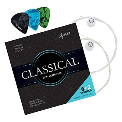 Image de Shaman Classical cordes pour guitare classique, y compris 2 de rechange et 3 plectres