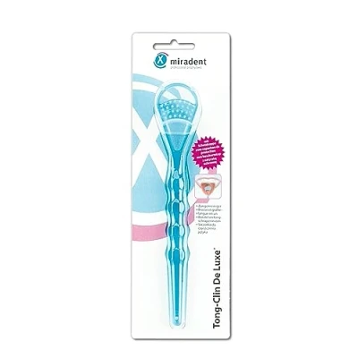 Image de Miradent Tong Clin Deluxe Gratte langue Bleu
