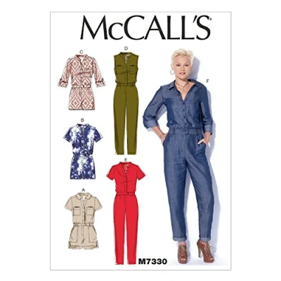 Image de McCall&#039;s Patterns 7330, Barboteuses et Combinaisons pour Femmes, Tailles LRG XXL, Coton, Coutures, Multicolore, ZZ (L XL XXL)