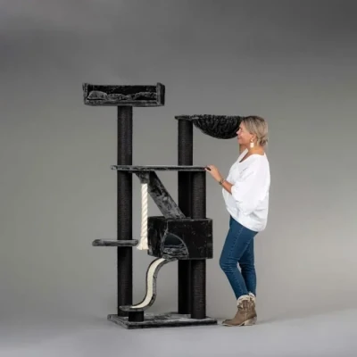 Image de Arbre à chat RHRQuality Kilimandjaro de Luxe Gris foncé Supporte 20 kg 192 cm