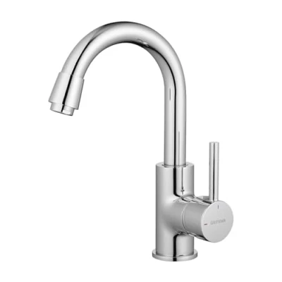 Image de GRIFEMA Robinet Lavabo Salle Bain Monocommande Haut Pivotant à 360, Laiton, Eau Chaude et Froide Disponible, Aérateur Démotable, G1002