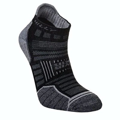 Image de Hilly Twin Skin Socklet Min Cushioning Chaussettes de Course, Noir/Gris chiné, L Mixte