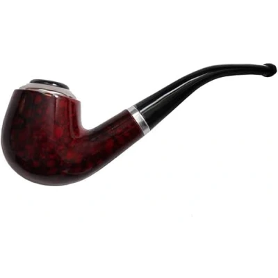 Image de Fausses pipe à fumer marron Accessoire de déguisement style victorien en bois poli courbé pour détection victorienne et événements mystérieux