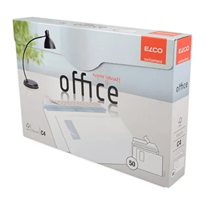 Image de Elco 74522 12 Boite de 50 enveloppes avec fenêtre Format C4 Blanc