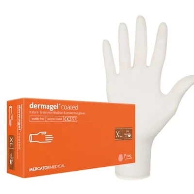 Image de MERCATOR MEDICAL Dermagel Coated 21859 Lot de 100 gants visite jetables non stériles sans poussière Taille XL