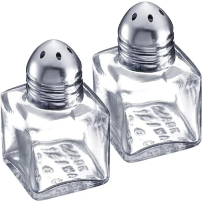 Image de Westmark Ensemble de Mini Saupoudreuses Universelles, 2 pièces, capacité : 15 ml chacune, Verre/acier inoxydable, Transparent/argenté, 63072270