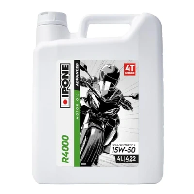 Image de IPONE Huile Moto 4 Temps 15W50 R4000 RS Bidon 4L Semi Synthétique avec Esters Résistance Exceptionnelle à l&#039;Usure