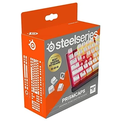 Image de SteelSeries PrismCaps Touches double shot style pudding Thermoplastique PBT durable Compatible avec la plupart des claviers mécaniques Supports MX Blanc (Disposition britannique)