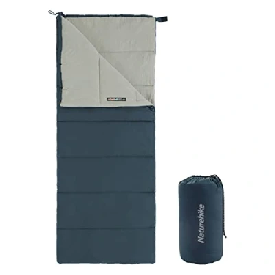 Image de Naturehike Enveloppe Creuse Fibre de Coton Sac Couchage 3 Saisons Camping en Plein Air Rectangulaire Simple Ultraléger Portable (Bleu)