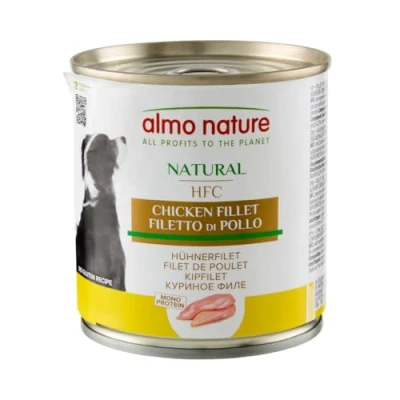 Image de almo nature HFC Natural Nourriture Humide pour Chiens avec Filet de Poulet à l&#039;origine Propres la consommation Humaine et désormais utilisée préparation des Aliments Chiens.