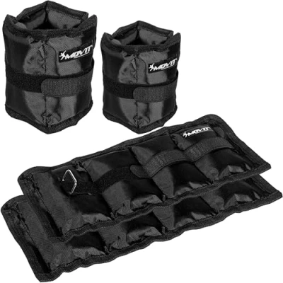 Image de MOVIT set de 4 manchettes lestées, 2x 500g et 1000g Poids course pour pieds poignets en 3 variantes couleurs noir