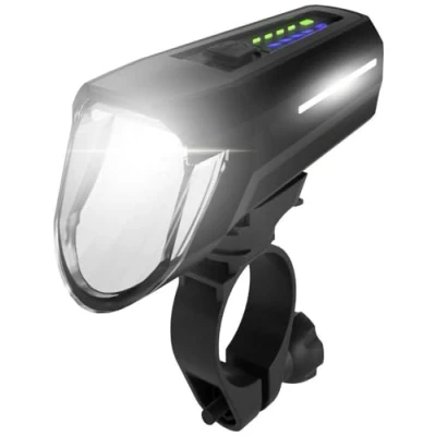Image de FISCHER Phare Avant LED pour vélo 110 lux, avec Mode capteur, réglage de la portée Lumineuse, jusqu&#039;à 20 Heures d&#039;autonomie, Noir, 1 pièce